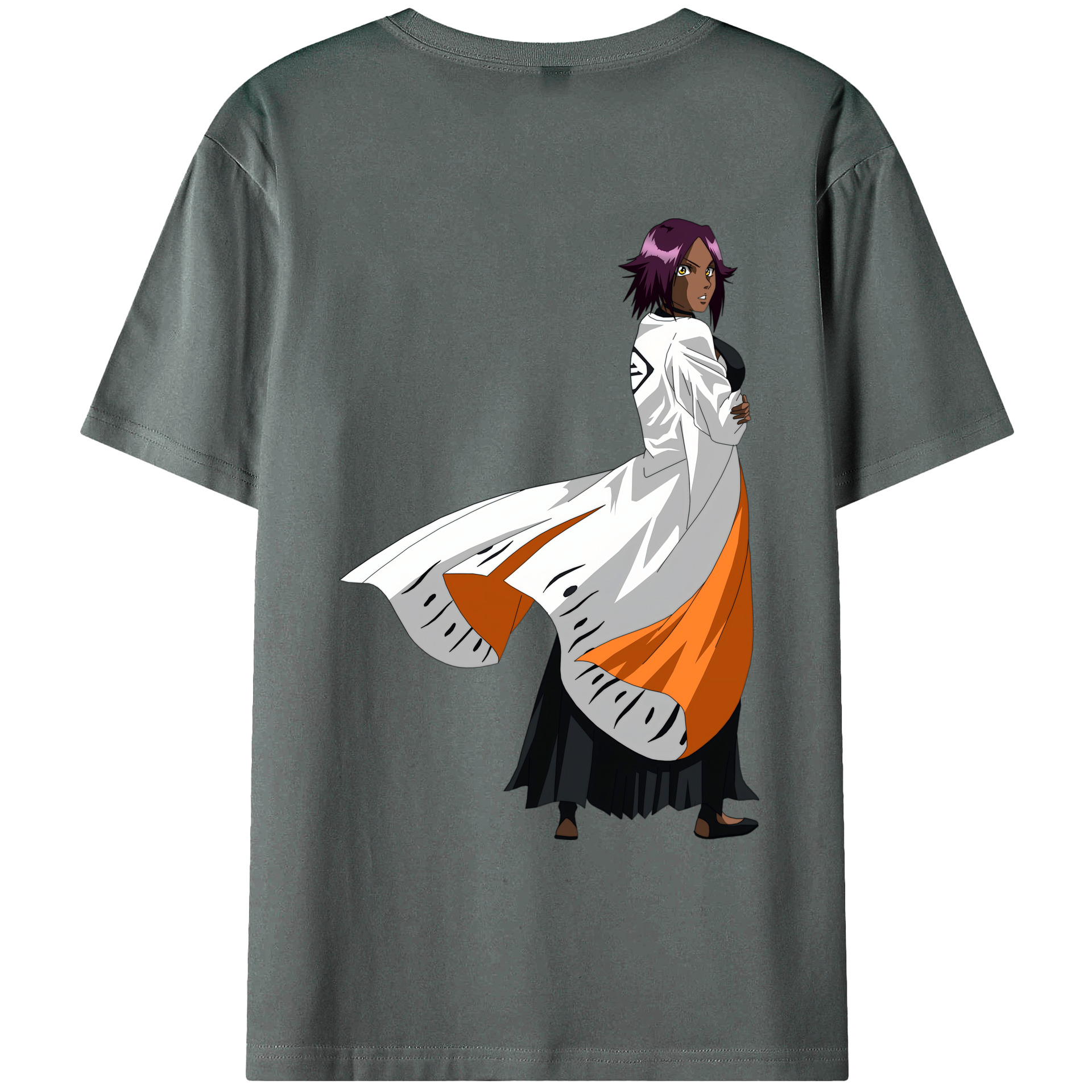 （画像用） ブリーチ 四楓院 夜一（しほういん よるいち） BLEACH Shihouin Yoruichi 綿100％ メンズ半袖Tシャツ（バックプリント） 通気性